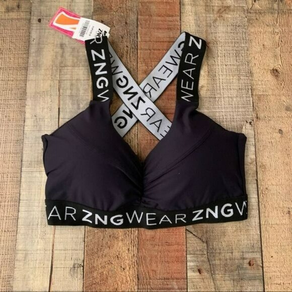 ZNG wear black and white padded sports bra - L - Picture 1 of 6